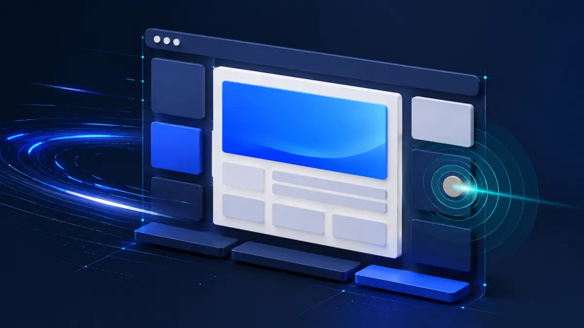 Core Web Vitals performans iyileştirmesini temsil eden kurumsal illüstrasyon