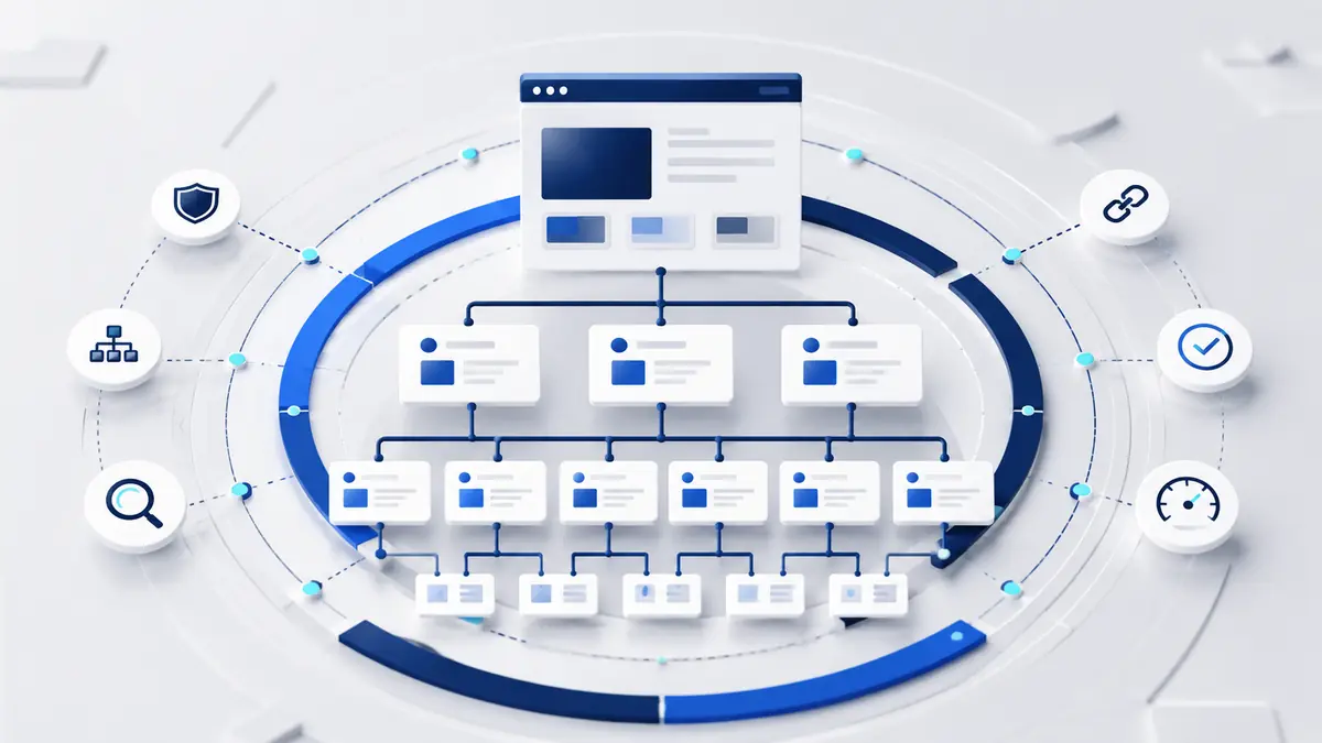 Teknik SEO tarama ve site mimarisi kontrolünü temsil eden illüstrasyon